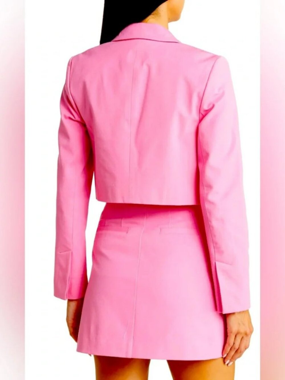 Derek Lam 10 Crosby Designer Courtney Crop Blazer Bubble Gum Pink.  SZ 0 - Picture 4 of 4